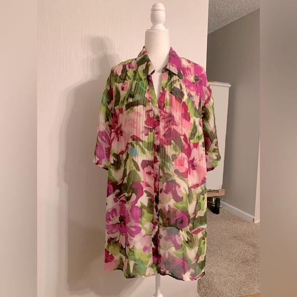East 5th Tops - East 5th Pink and Green Floral Top